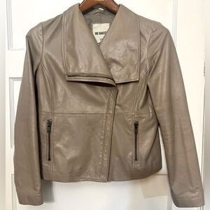 BB Dakota Tan Leather Motorcycle Zip Jacket - Size Medium